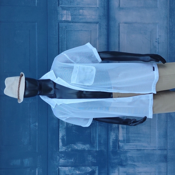 Syllables Systems Men's Mesh See Through White Summer Shirt - Picture 14 of 17